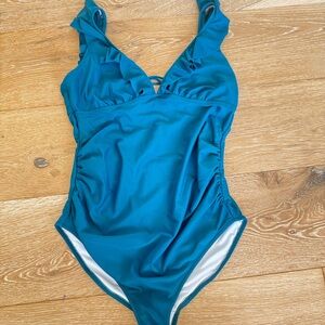 Teal Maternity One Piece Swimsuit